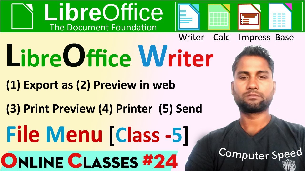 libreoffice file menu | writer export as |libreoffice kya hai | libreoffice writer print preview |vk