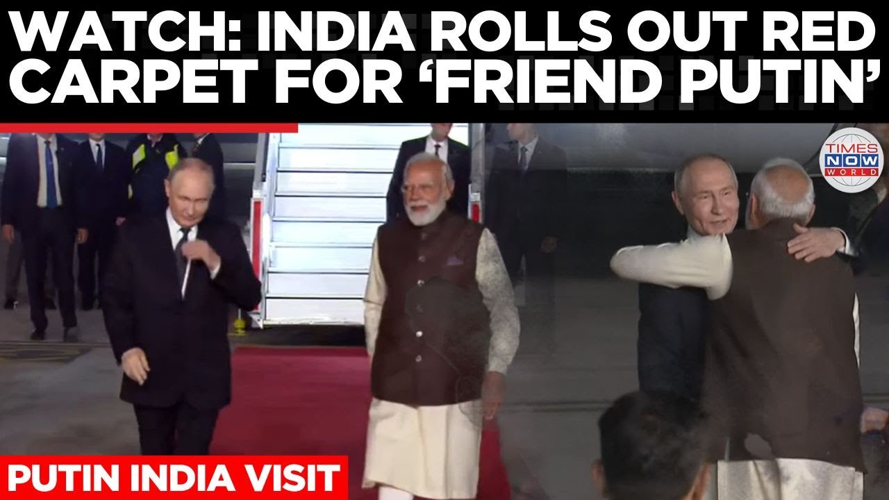 PUTIN IN INDIA: Full Arrival &mdash; Red Carpet, Modi Hug, Special Motorcade Ride