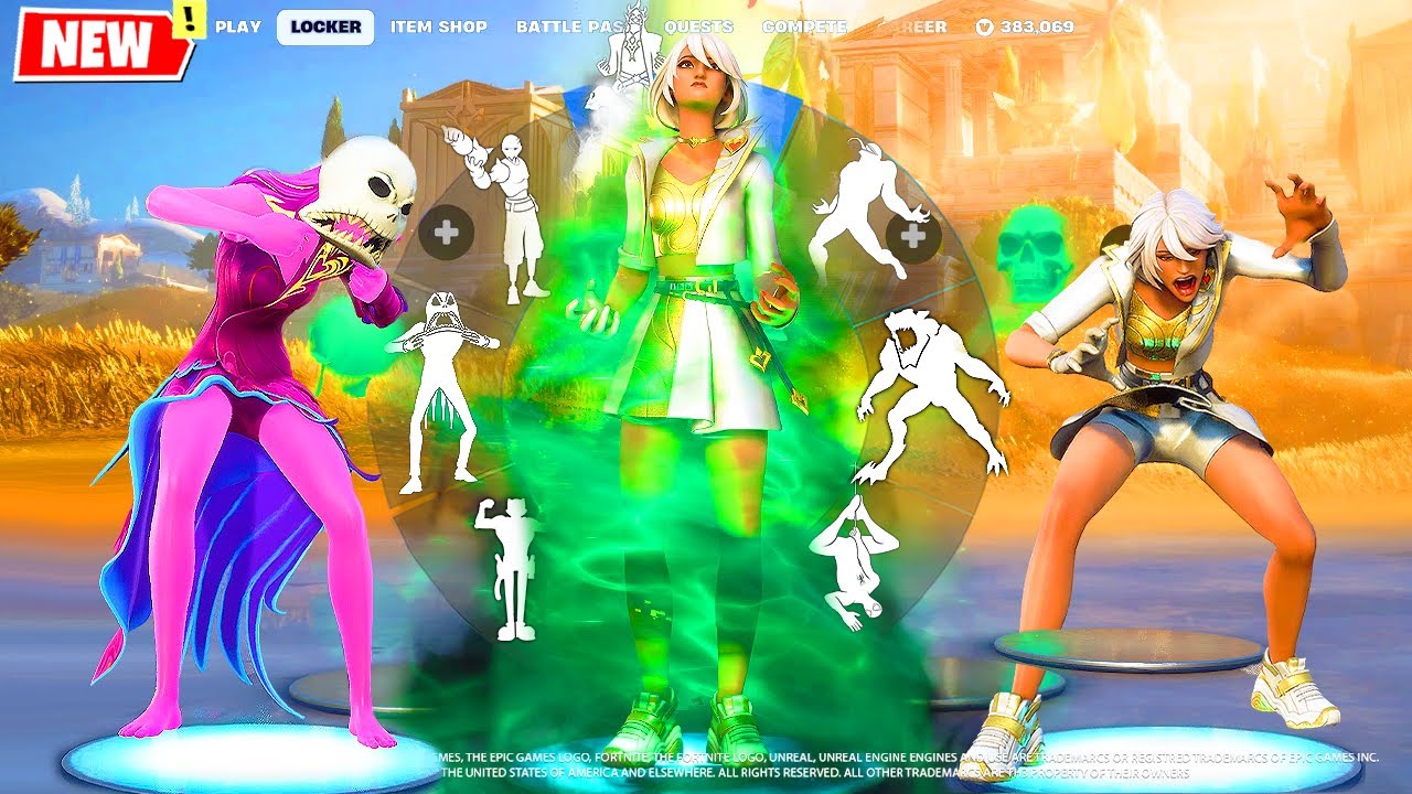 APHRODITE Fortnite doing All Built-In Emotes and Funny Dances シ