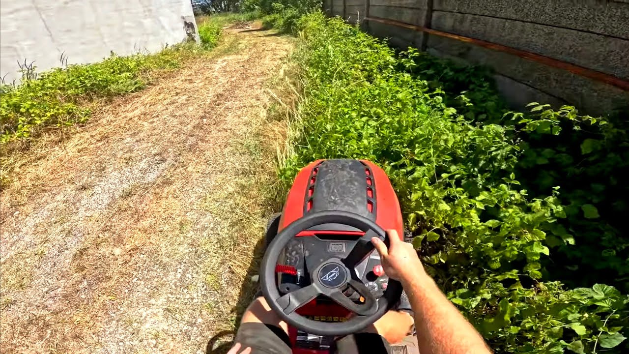 Garden Tractor Mowing Overgrown Grass | POV with GoPro Hero 12