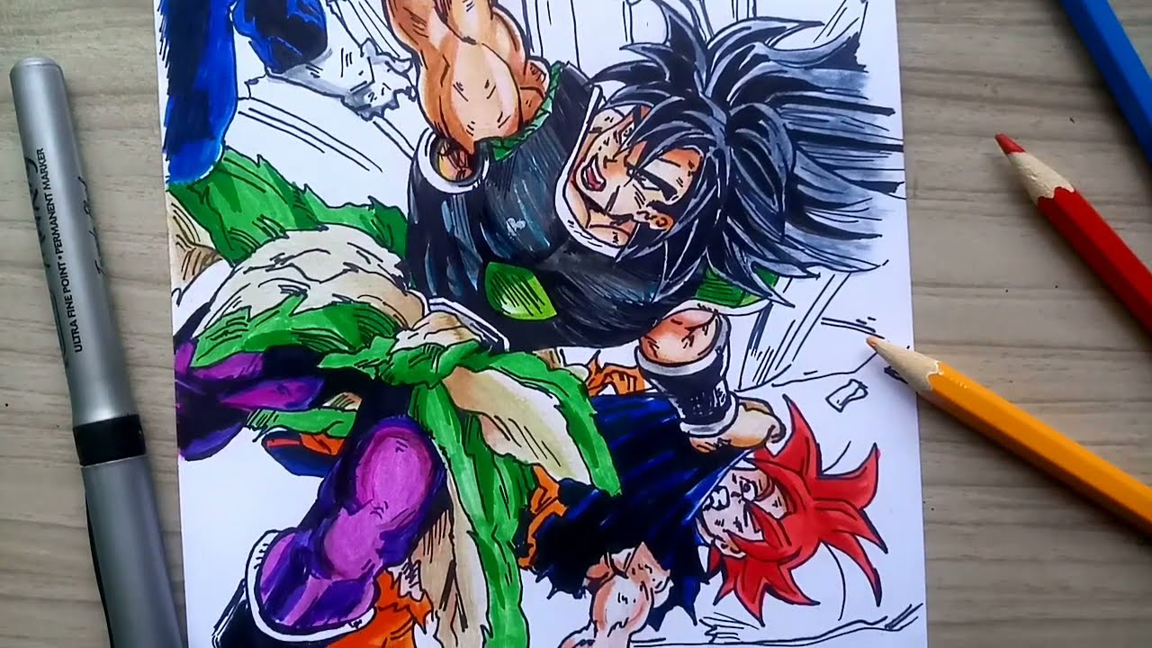 cómo dibujar el goku y vegeta ssj deuys Vs Broly Normal