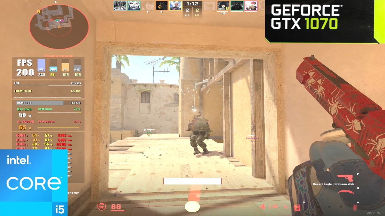 CS2 in 2025 - i5-12600K OC + GTX 1070 - Competitive Settings - Mirage - 1280x960