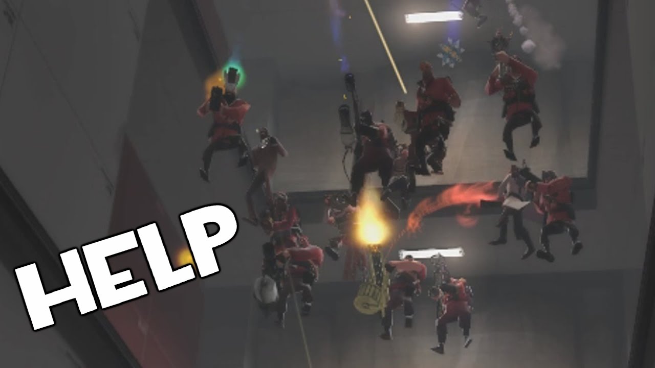 TF2 - 32 Players In One Elevator! What Could Go Wrong?