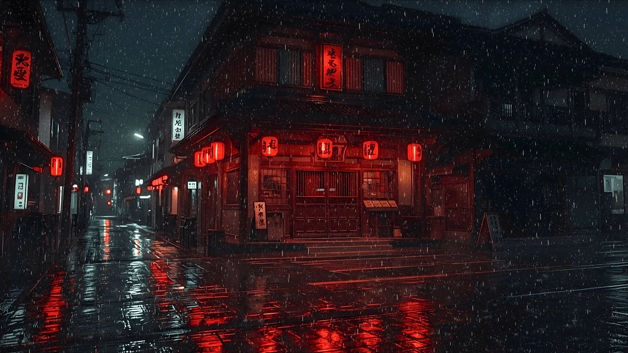 Rainy Night in Tokyo Street 90s 🌧️ Soft Lofi Music for Deep Sleep & Relaxation