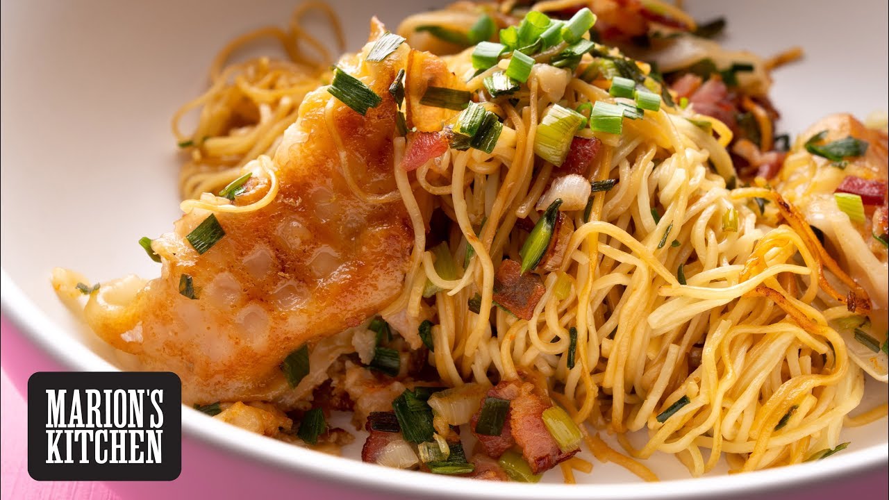 Bacon-Fried Dumpling Noodles - Marion's Kitchen