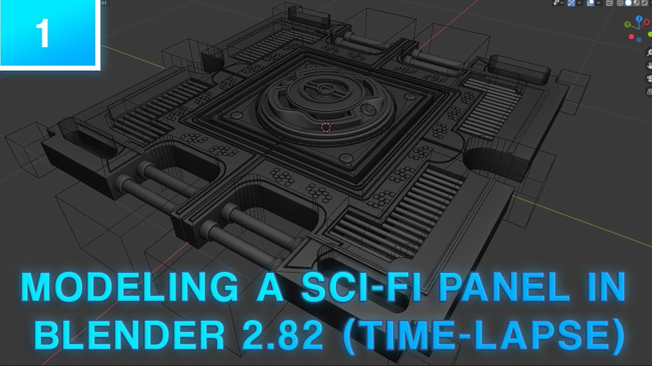 Modeling a Cool Sci-Fi Panel Using Booleans in Blender 2.82 (Time-lapse)