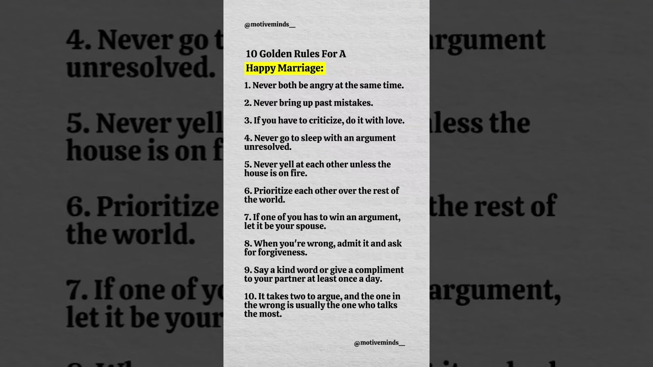 10 Golden Rules for a Happy Marriage 💛 | Must-Know Relationship Advice for Couples