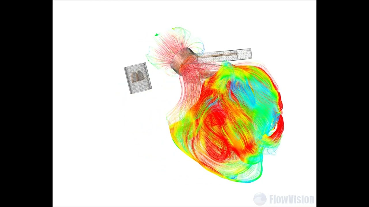 FlowVision CFD   Blood Streamlines in LHHM Left during Systole, 1 Way FSI 170407