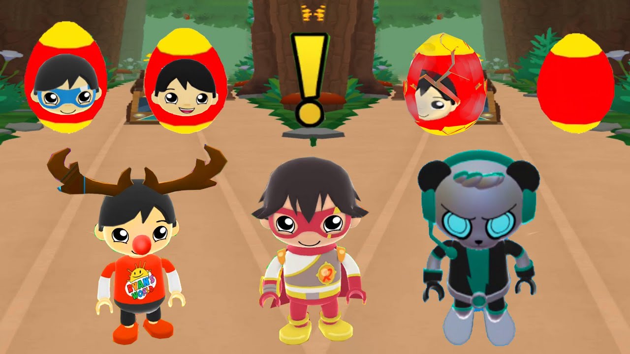TAG WITH RYAN REINDEER VS HERO RED TITAN RYAN VS SPY ROBO PANDA EGG SURPRISE NEW LAVA FALLS GAMEPLAY