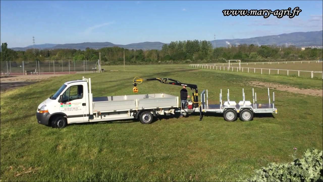 Remorque routière 3.5t MARY AGRI homologué avec grue forestière