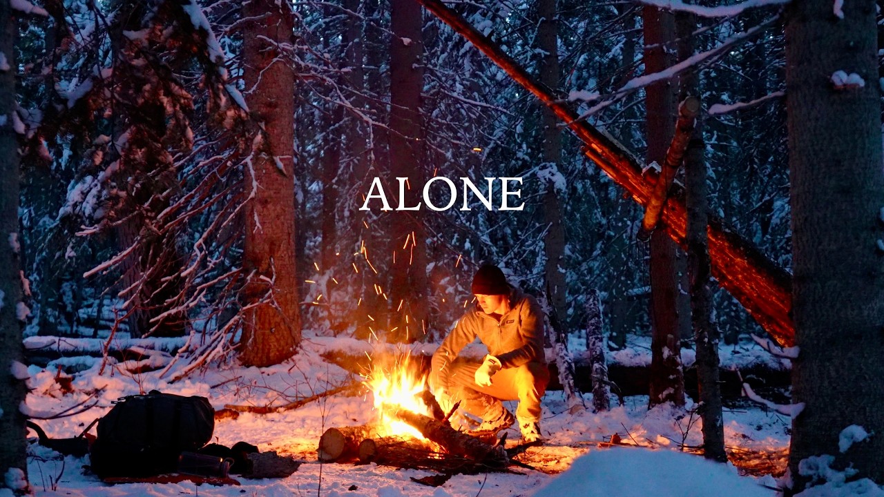 3 Days Winter Camping - Survival Shelter, Bow Drill, Camp & Cook