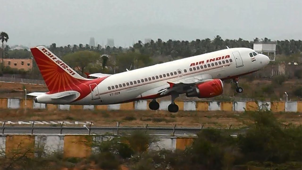 Air India Airbus A319 departs Madurai for Chennai (VT-SCW)