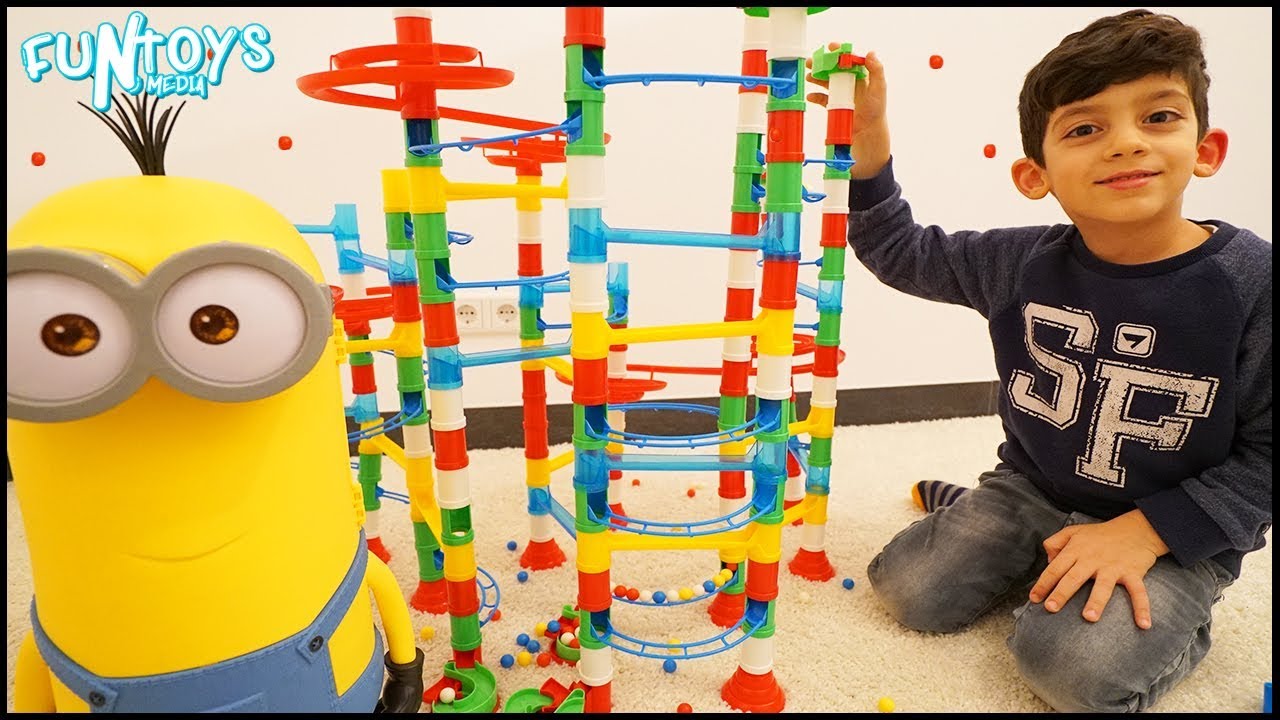 Playing with Marble Run Toys for Children, Kids Surprise for Jason