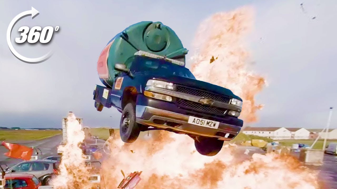 360&ordm; EXPLOSIVE Petrol Station Stunt! | Top Gear: Jumps