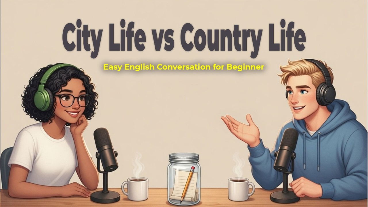 English Podcast For Easy English Conversation | City Life vs Country Life |  Easy English Comparison