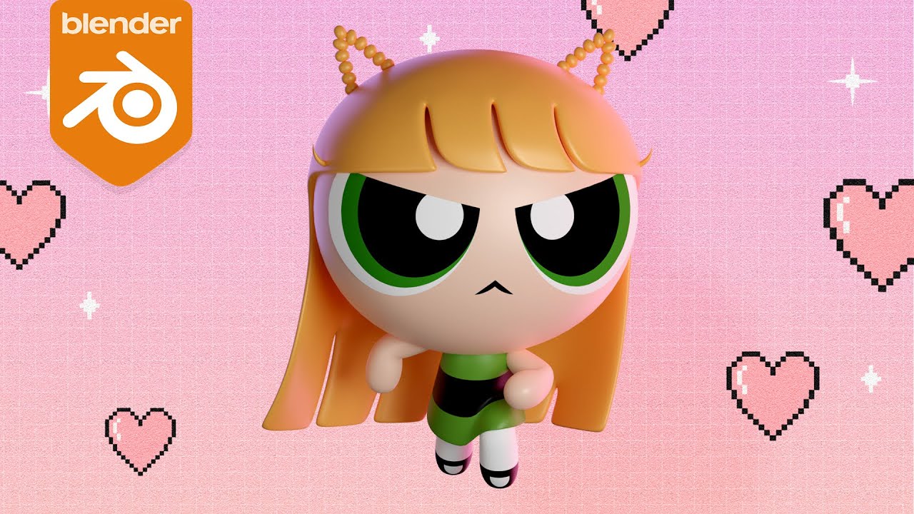 블렌더 3D 뉴진스 파워퍼프걸 만들기 / Blender 3D Character Modeling(Timelapse)