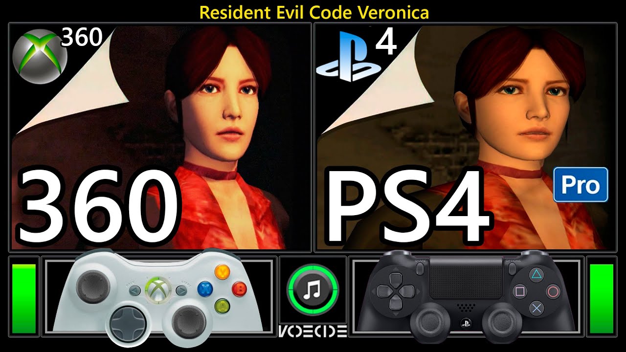 Resident Evil Code Veronica X (Xbox 360 vs PlayStation 4 Pro) Real Hardware Comparison