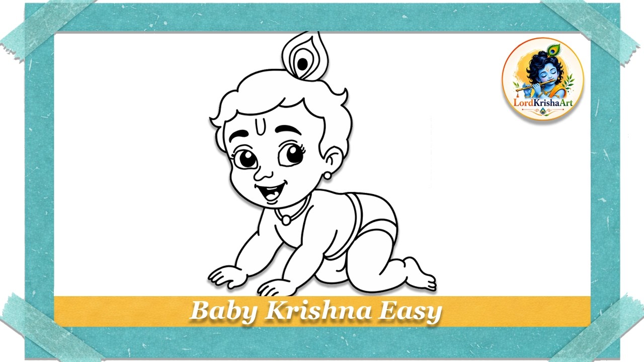 So Cute 😍 Baby Krishna Drawing | Easy Bal Gopal Sketch (Step by Step) 🦚
