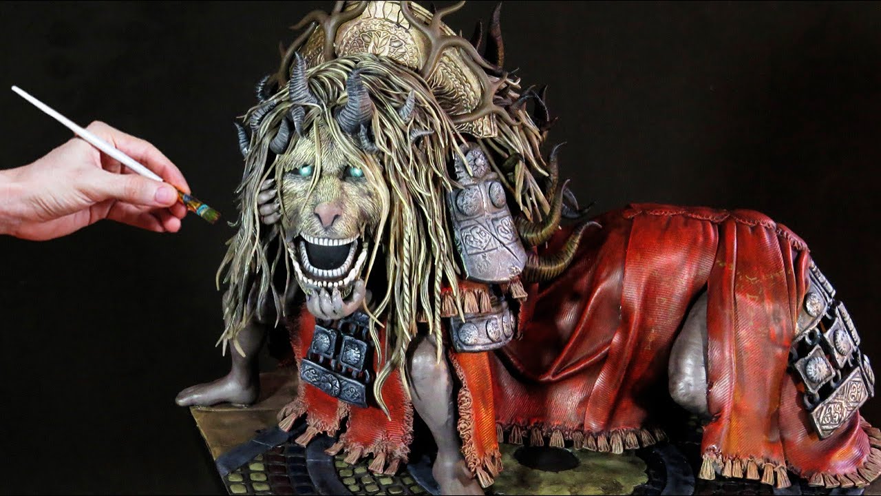 I made the Divine Beast Dancing Lion out of Air dry porcelain clay | Elden Ring DLC