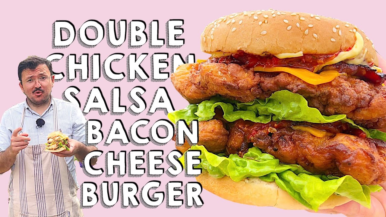 DOUBLE CHICKEN SALSA BACON CHEESE BURGER
