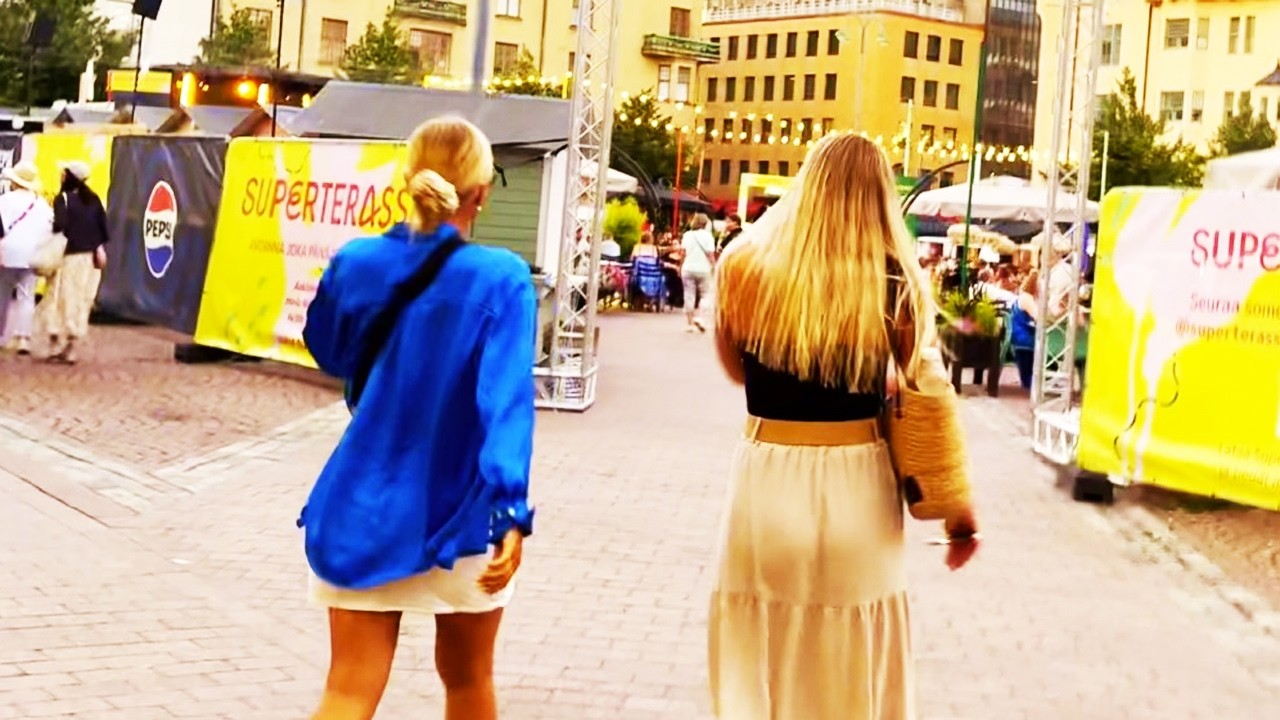 Helsinki City Walk in Mini Skirt | Finland| Summer Evening from Erottaja to Svenska Teatern
