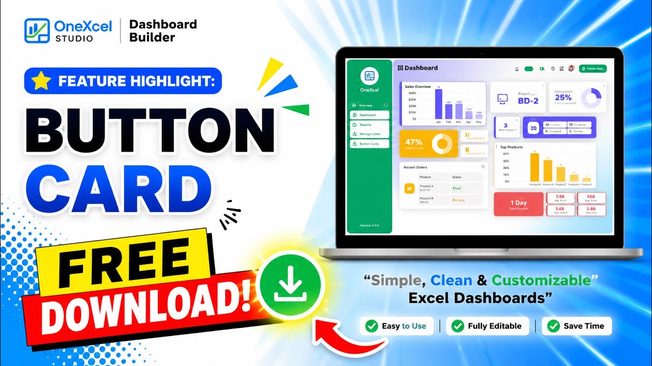 Button Card – Excel Dashboard Builder v2.0 | Trigger VBA Automations from Your Dashboard