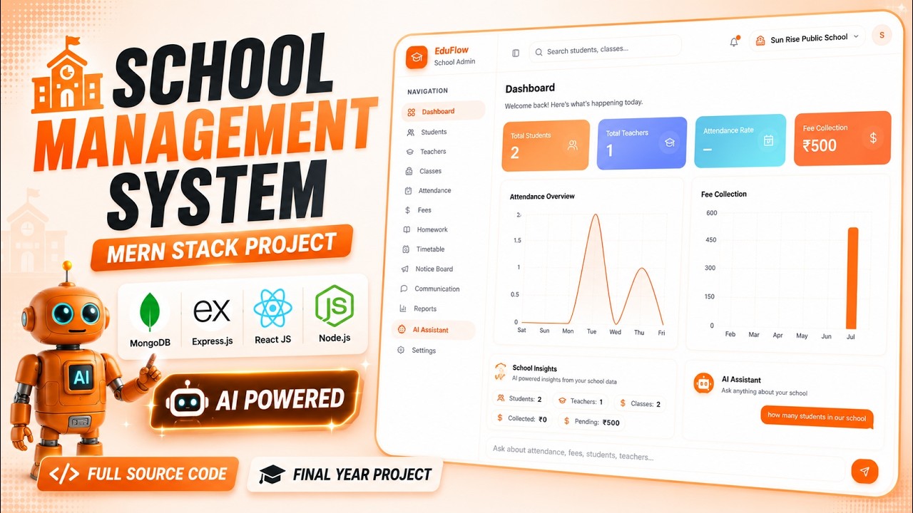 School Management System Project in MERN Stack (React JS + Node.js) | Full Stack School Software