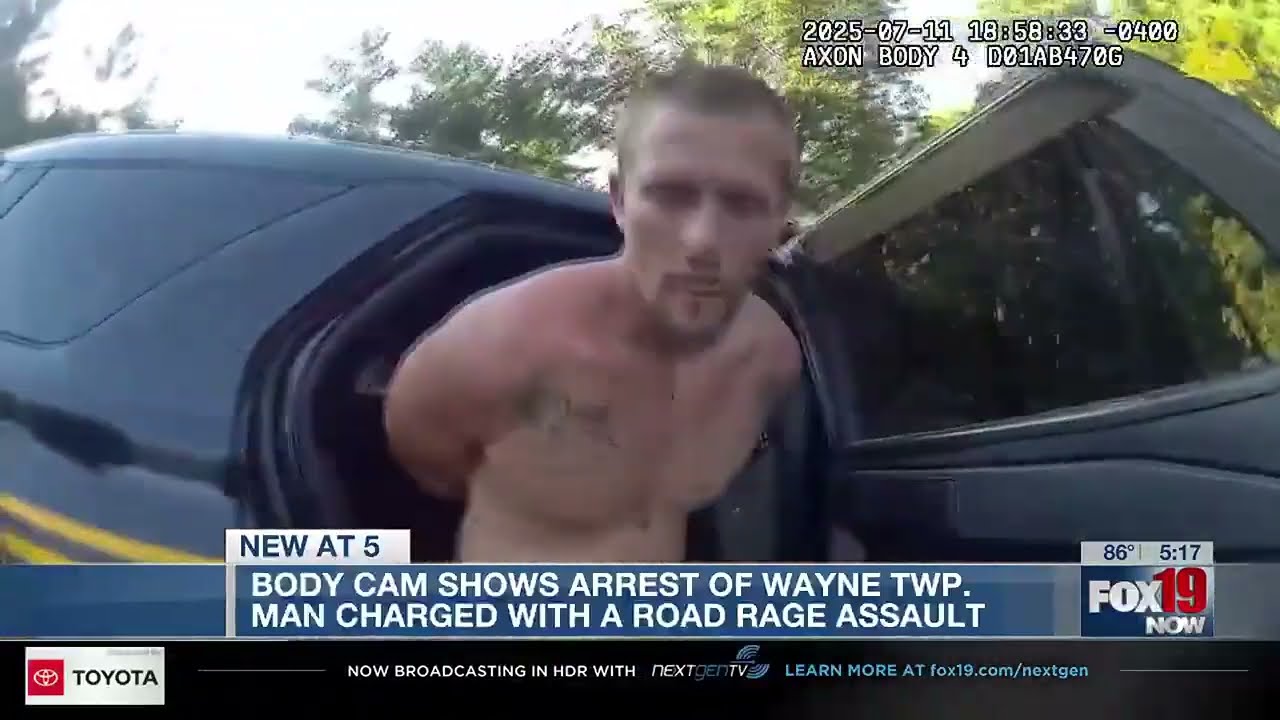 Video shows arrest of Ohio man charged after road rage, following woman home