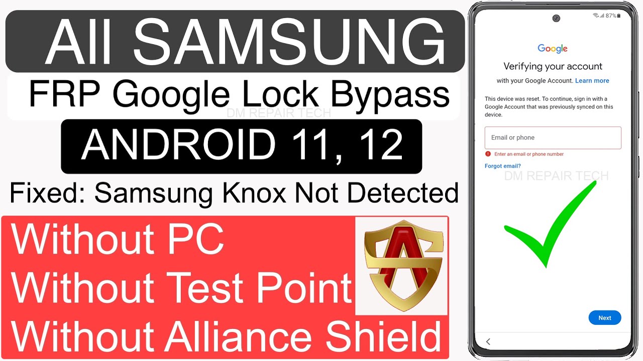 FRP 2022 | All SAMSUNG Galaxy Android 11/12 Frp Google Account Bypass NO Knox, No Alliance Shield