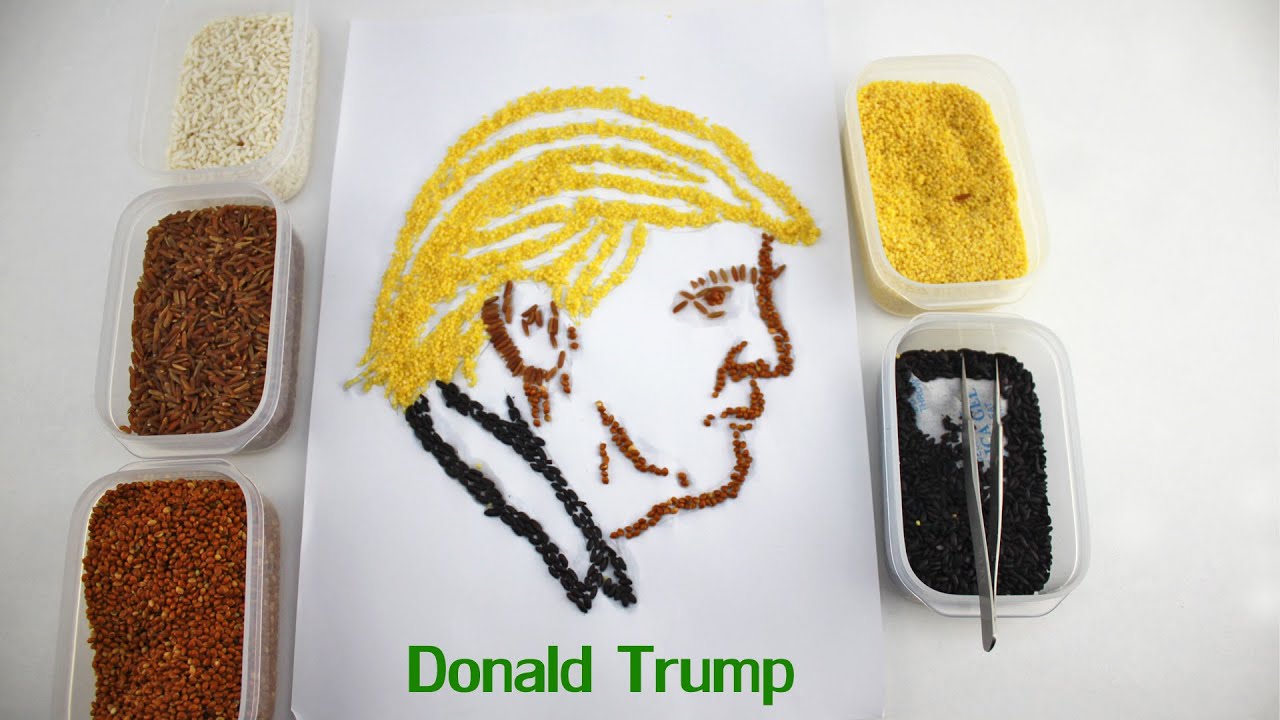 A portrait of the Donald Trump#Seeds#Seed Painting#Grain Painting#Art and Craft Class#Donald Trump