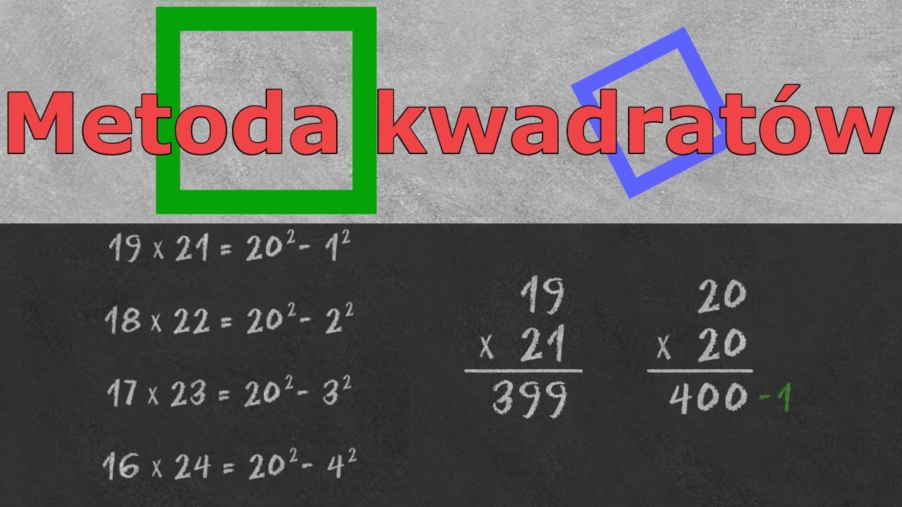 Mnożenie liczb - Metoda Kwadratów - Szybkie liczenie w pamięci