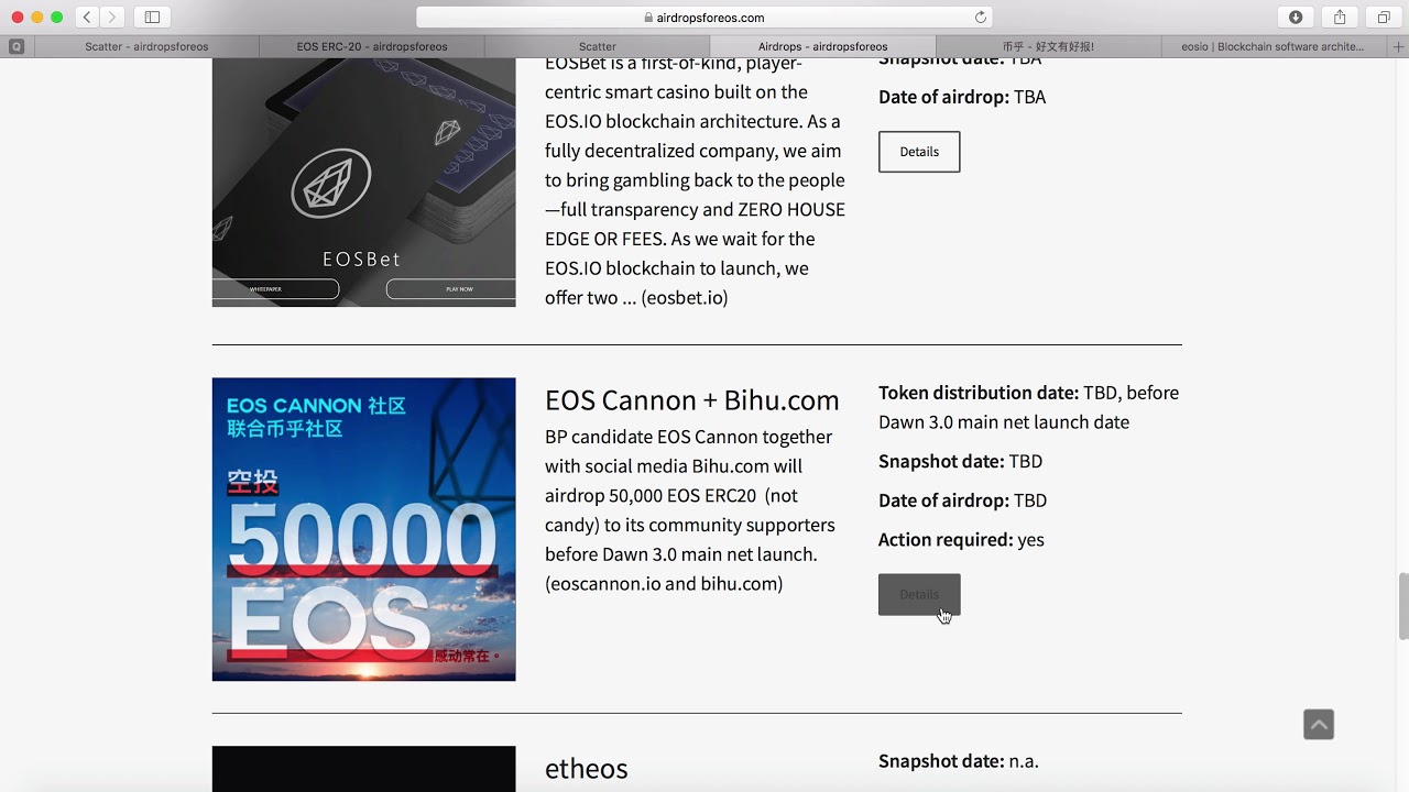 EOS Airdrop | $EOS Mainnet | Scatter- Metamask of $EOS | HireVibes