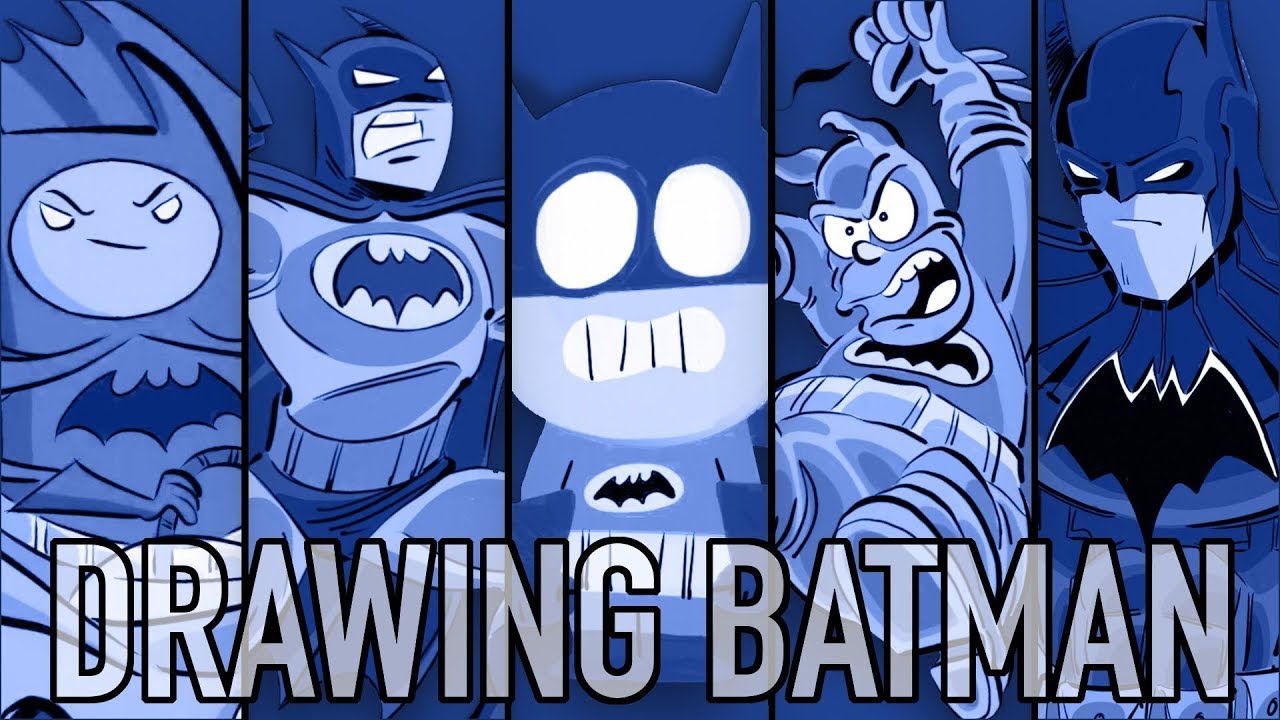 Drawing BATMAN in 5 DIFFERENT STYLES (OddParents, Anime, Adventure Time, The Simpsons, South Park)