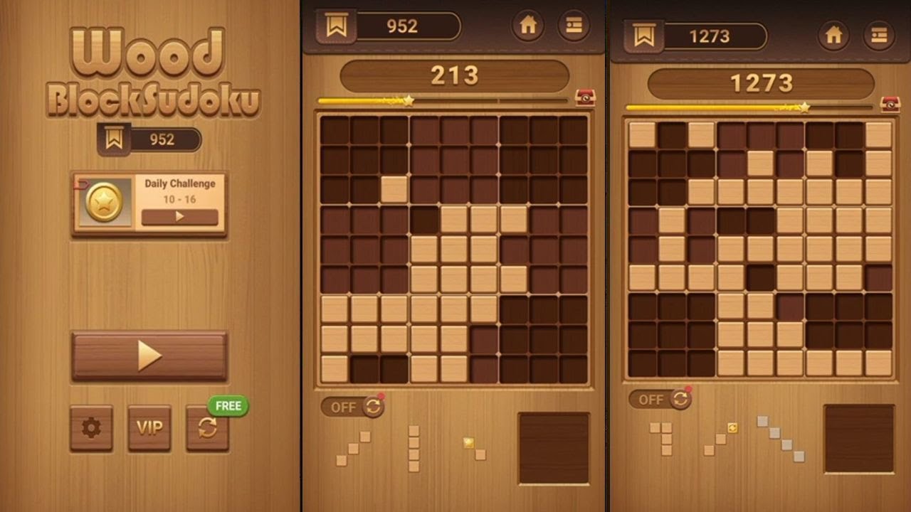 Wood Block Sudoku (-by Kidult Lovin) - free offline block puzzle game for Android - gameplay.
