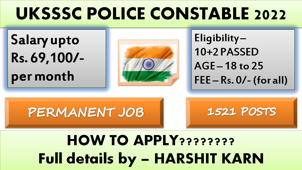 UKSSSC POLICE CONSTABLE FORM APPLY || VACANCY, AGE, ELIGIBILITY, FEES || FULL DETAILS - HARSHIT KARN