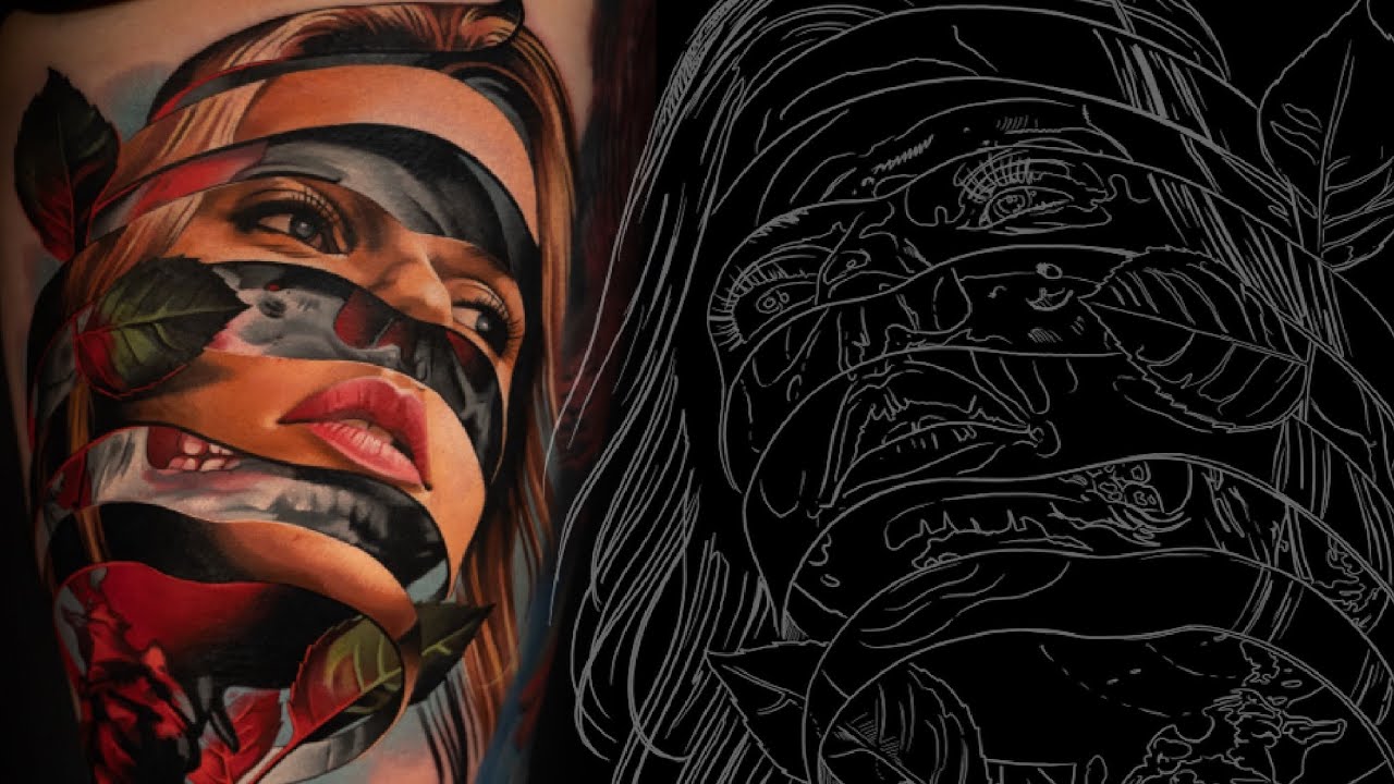 juicy highlights - women face skull tattoo