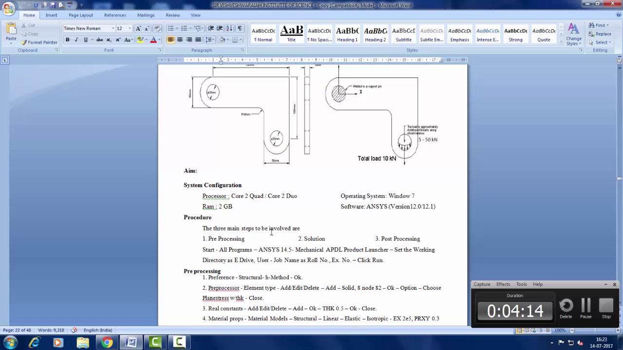 ANSYS LAB MANUAL  FOR JNTUA MECHANICAL ENGINEERING