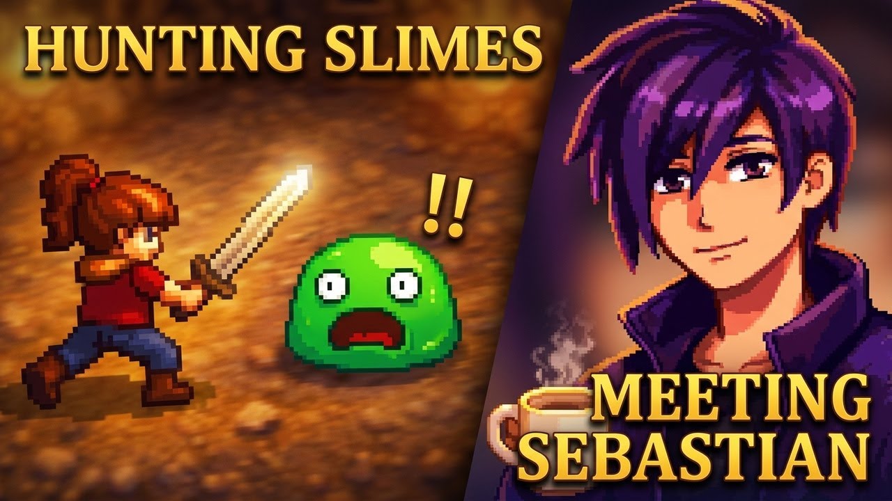 Slime hunting and Meeting Sebastian | Slow day in Stardew Valley  | Relaxing gameplay