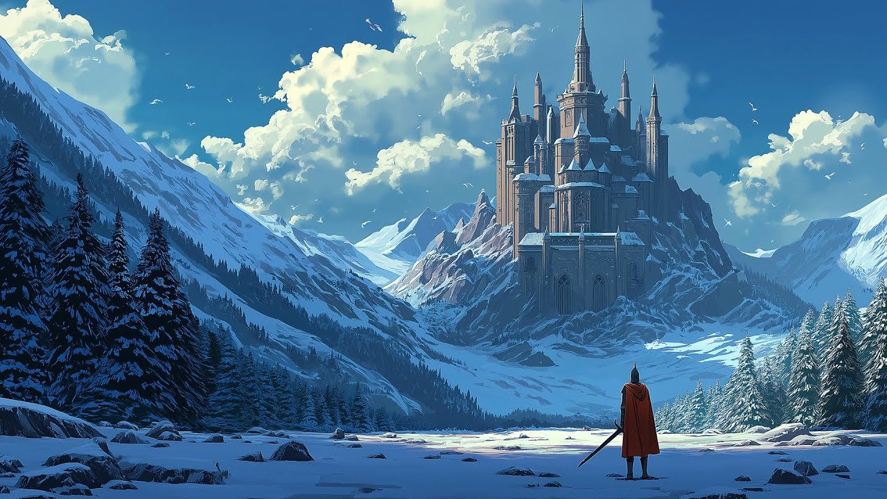 Snowbound Castle Peak – Cinematic Medieval Fantasy Ambience for Calm Focus & Reflection 🏰✨