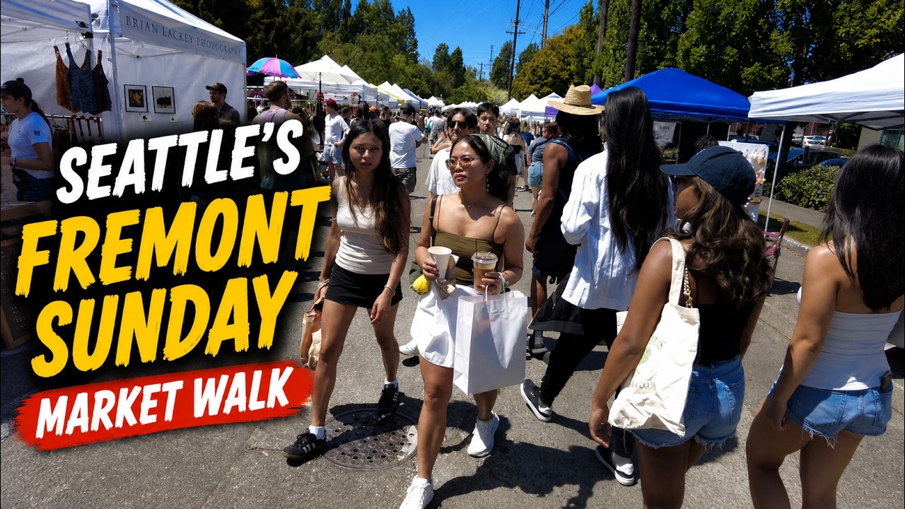 SEATTLE’S FREMONT SUNDAY MARKET WALKING TOUR | 4K 🎧