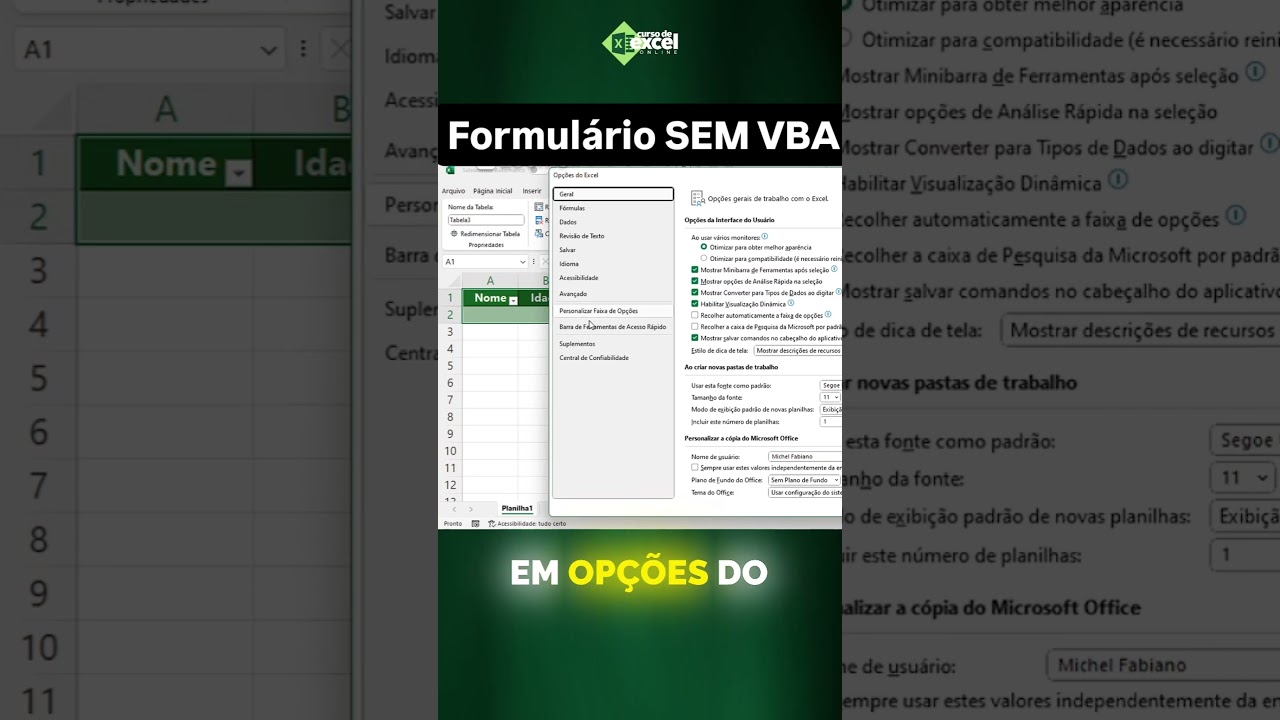 Segredo do Excel - Formul&aacute;rio sem VBA
