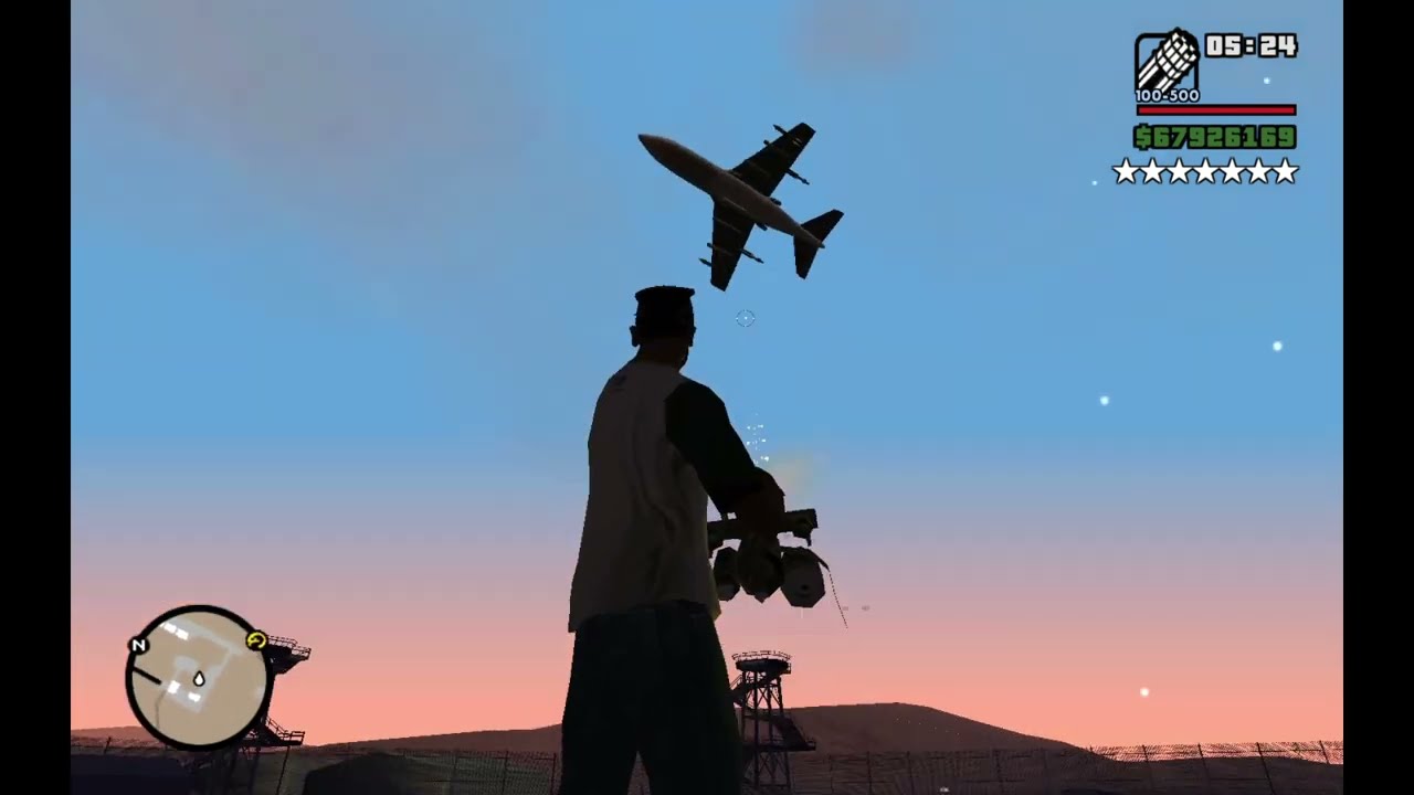 GTA San Andreas Military Base Area 69 Shootout + Seven Stars Wanted Level Escape