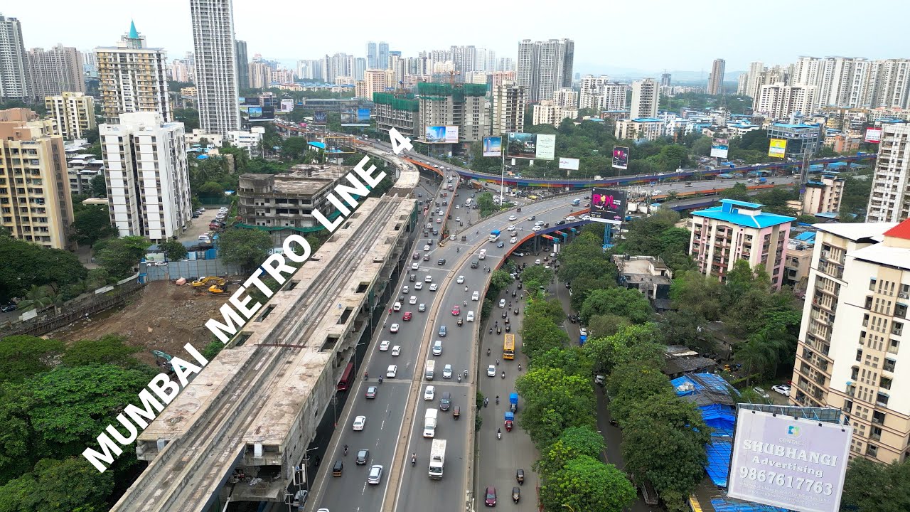 Mumbai Metro Line 4 - Thane Section Slow Drone Flyby - Aug 2024