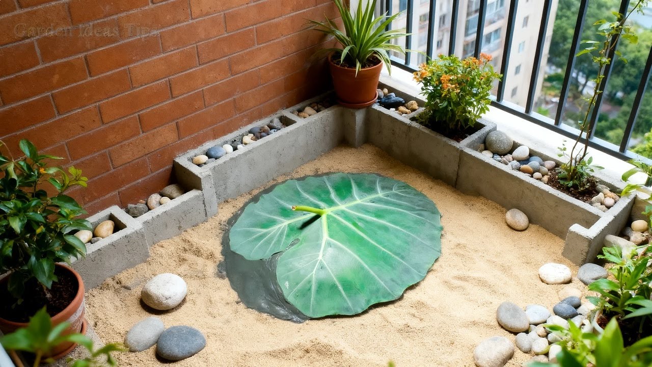 Create Unique Beautiful Garden Balcony Corner By Cement & Sand