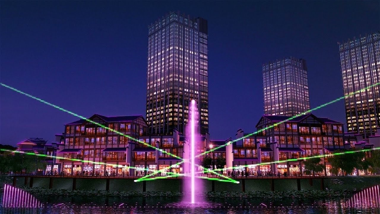 Amazing Musical Fountain Show with Water Screen Movie and Laser Projection