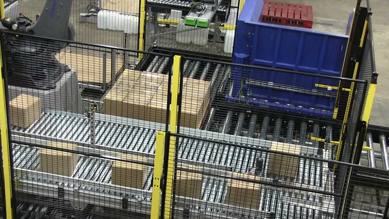 Slip Sheet, Bump Turn Conveyor and Row Gripping Palletiser