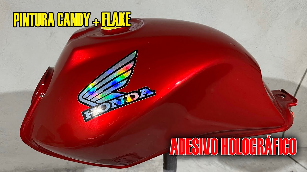 Pintura candy com adesivo holográfico