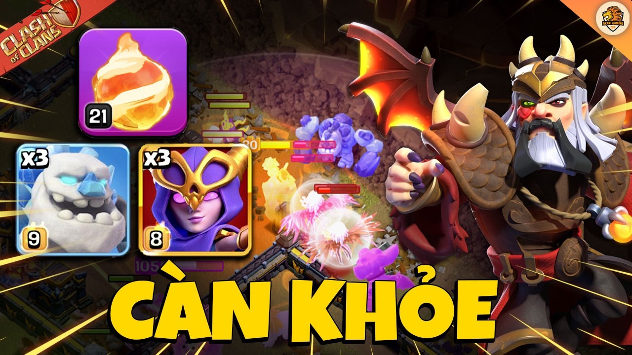 Super Witch Hỏa Cầu Đẹp Mắt Càn Bay Nhà Đơn Giản TH18 Attack Clash of clans | Akari Gaming