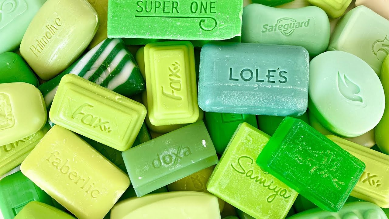 ASMR Unpacking Green soap collection. 💚🧼 No Talking. Распаковка зеленого мыла. Без слов.