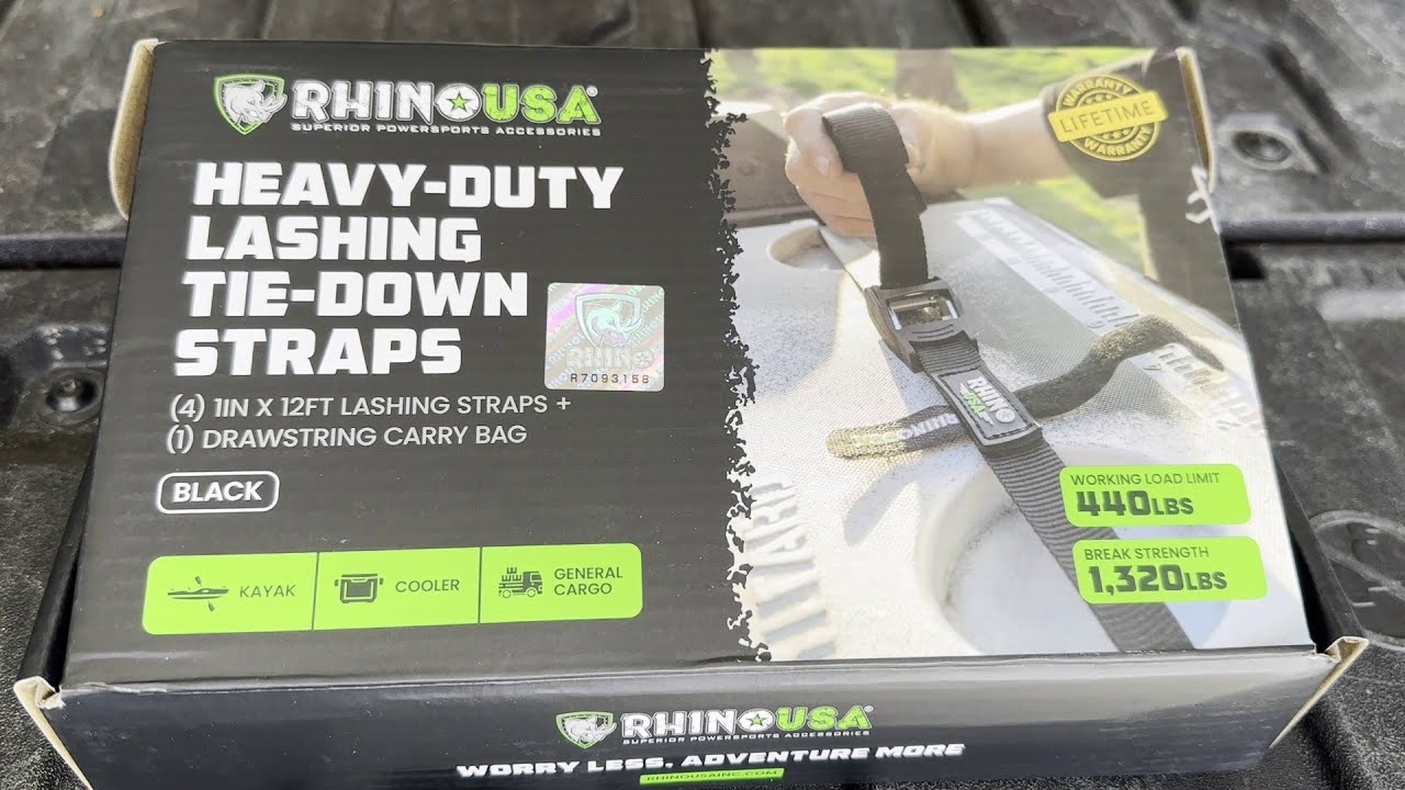 Rhino USA Lashing Straps Cargo Tie Downs Review For Kayaks Canoes Gear
